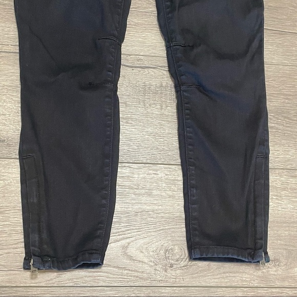 Helmut Lang Women's Ankle Zip Skinny Black Denim Moto Ankle Cropped Jeans Sz 26 - Picture 4 of 10